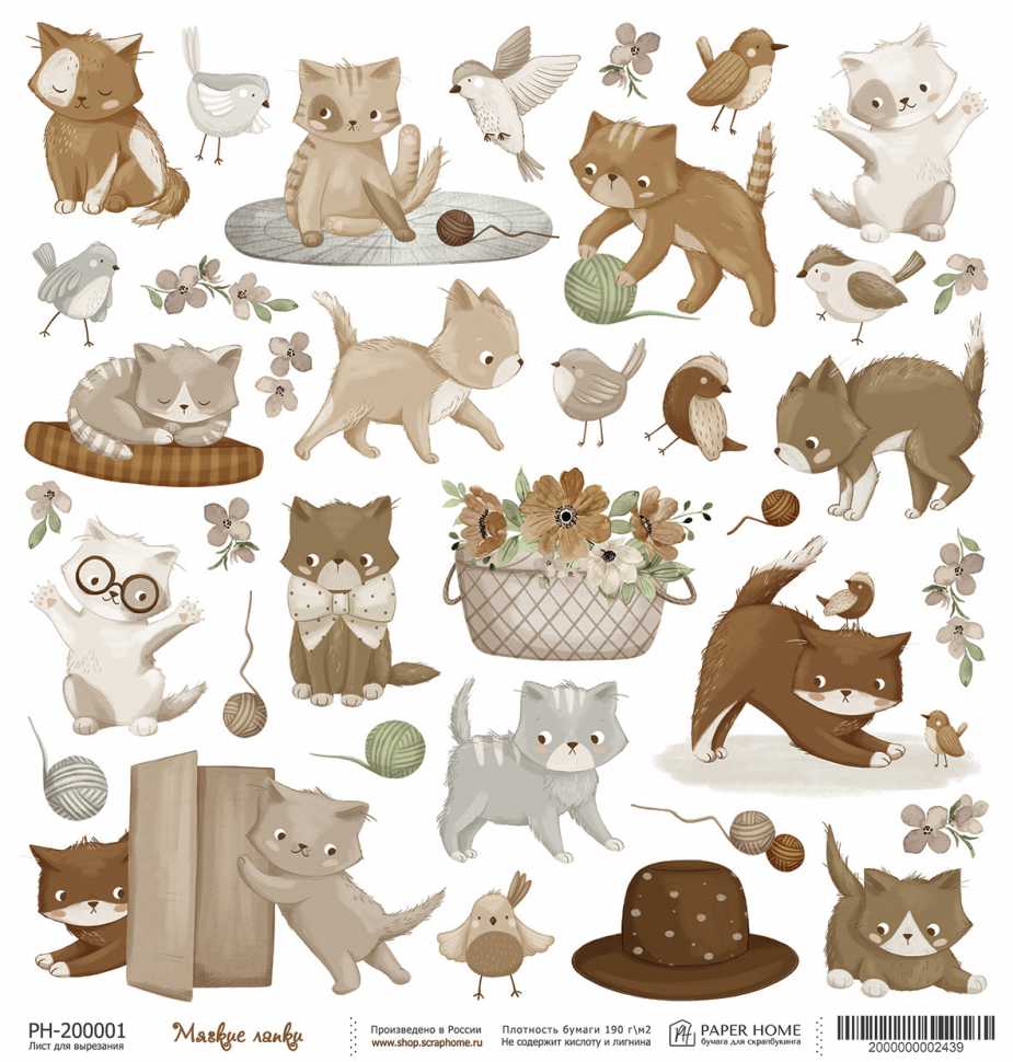 Бумага Paper Home 20х20см "Весёлые хвостики" Мягкие лапки (PH24-01)