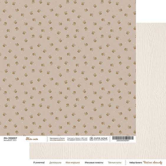 Бумага Paper Home 20х20см "Весёлые хвостики" Топ-топ (PH24-07)