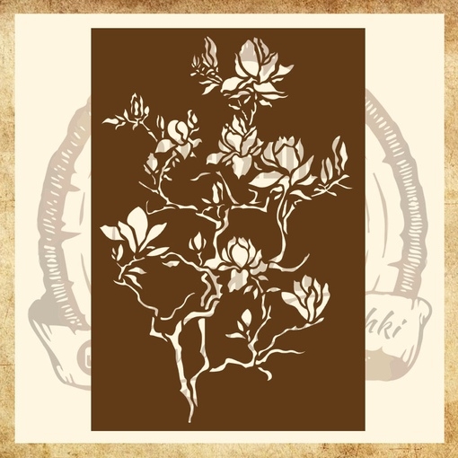 Трафарет Деревяшки и бумажки "Магнолия"