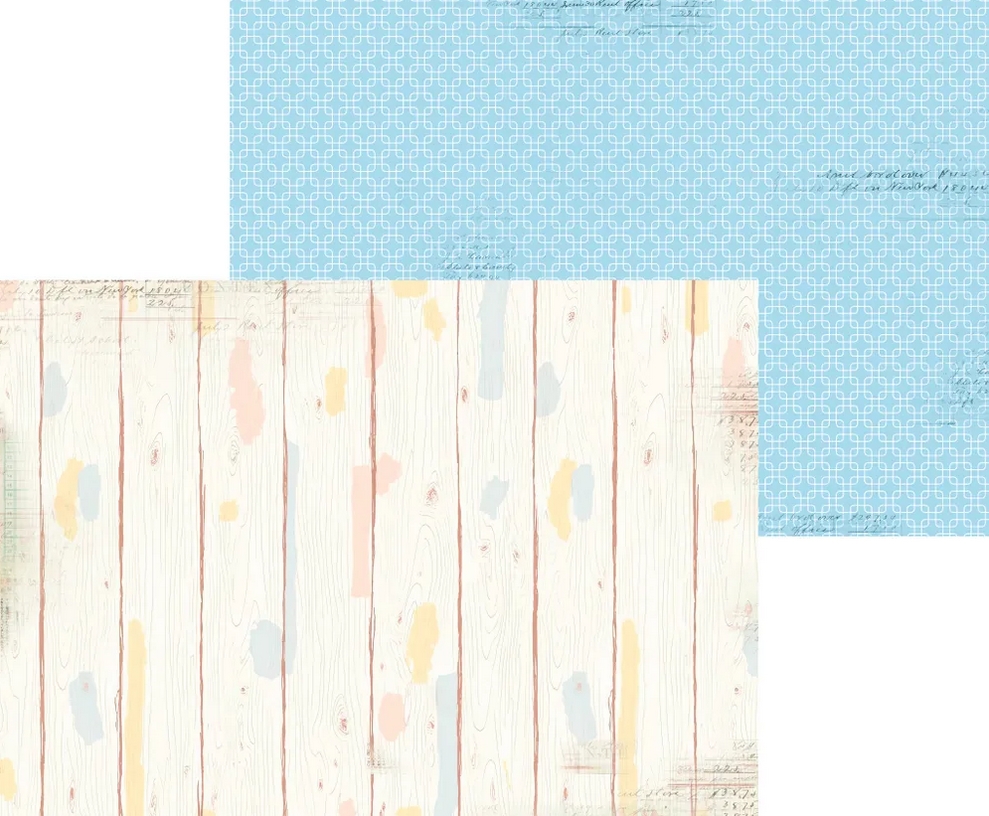 В ПУТИ до 5.04 Бумага Scrapodelie А4 "Пойдем гулять!" Деревяшки и Голубой орнамент