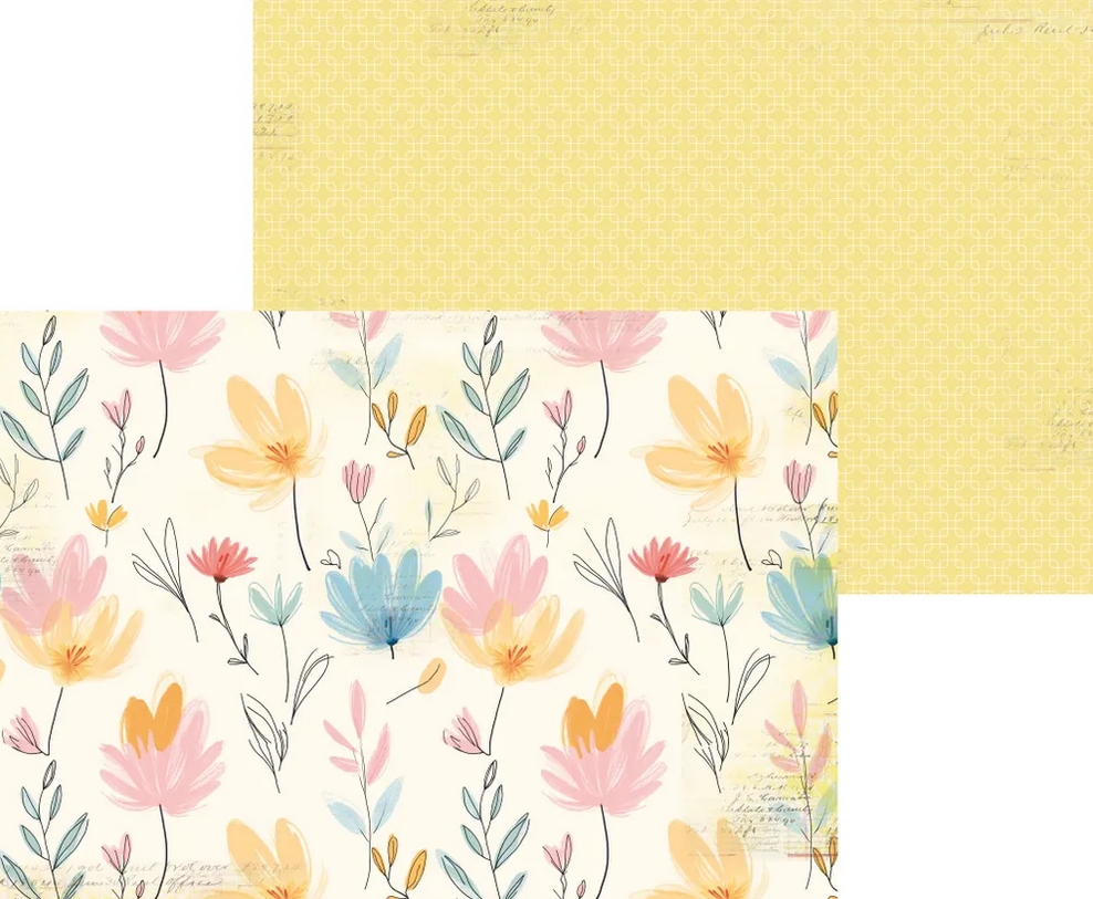 В ПУТИ до 5.04 Бумага Scrapodelie А4 "Пойдем гулять!" Цветы и жёлтый