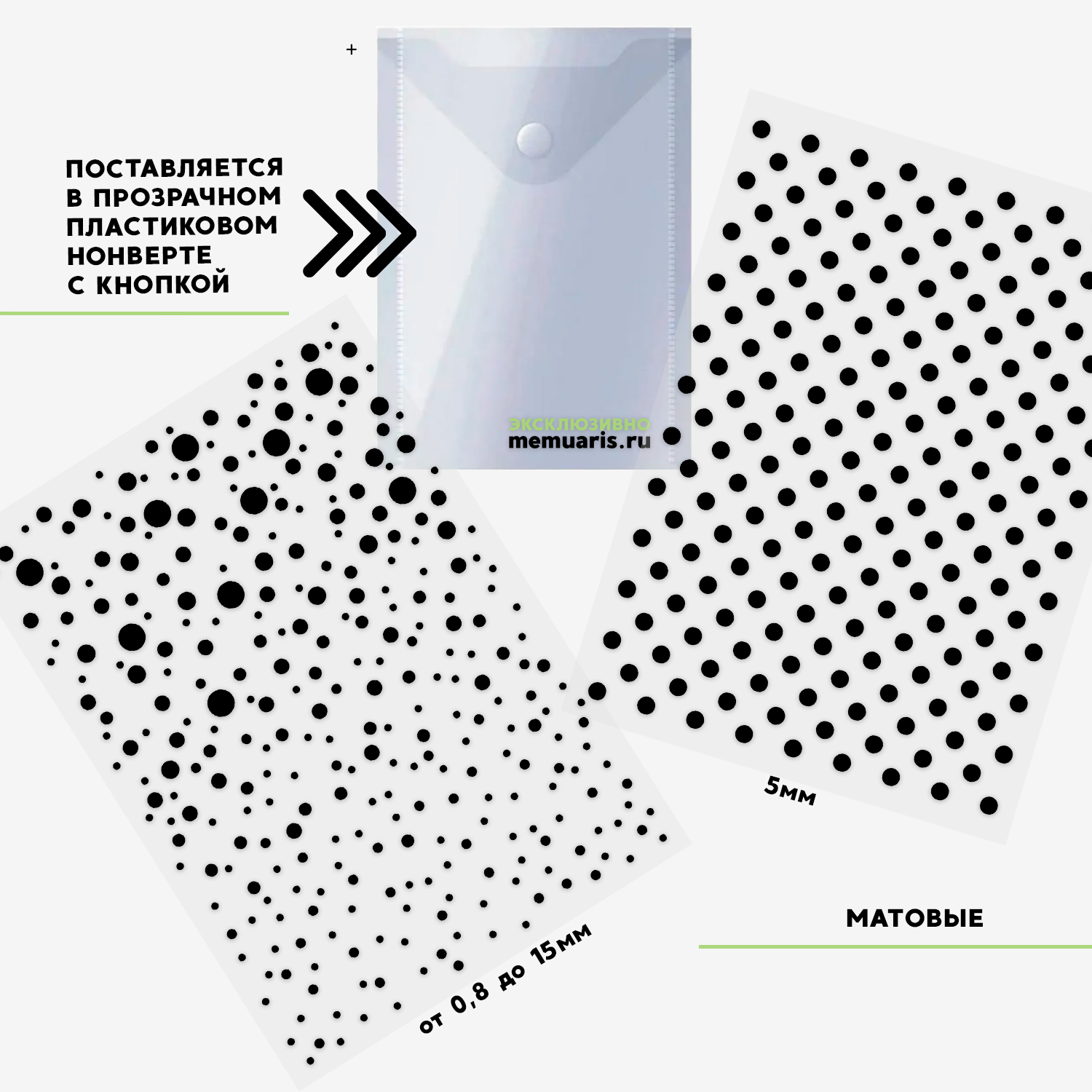 Набор триклеек Мемуарис "Ритм и Хаос" Точки Матовый Чёрный