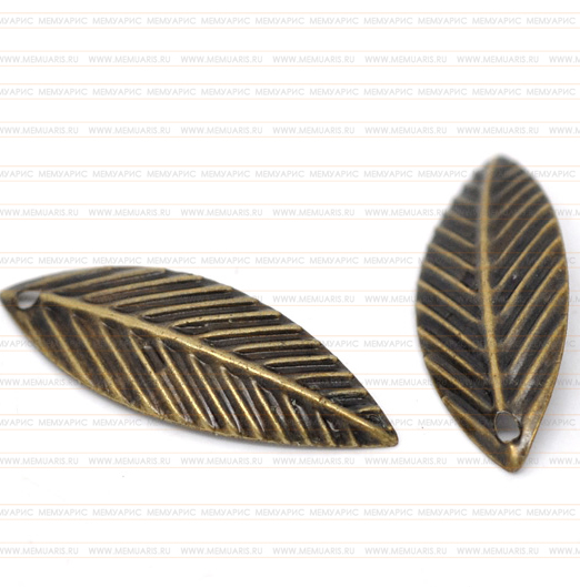 Подвеска металлическая "Листик". Цвет античный бронзовый.