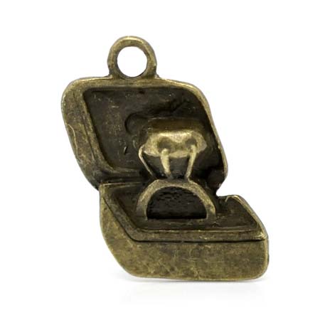 Подвеска металлическая "Кольцо с бриллиантом". Цвет античный бронзовый. (172)