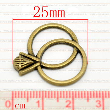 Подвеска металлическая "Обручальные кольца". Цвет античный бронзовый. (173)