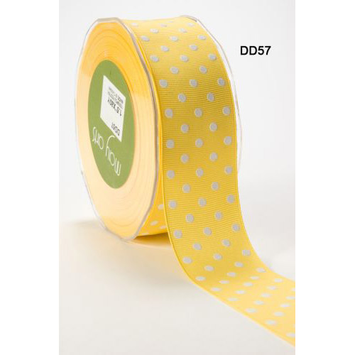 Лента репсовая в горошек May Arts. Цвет желтый.