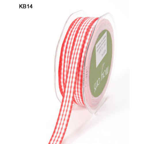 Лента в клетку May Arts . Цвет красно-белый