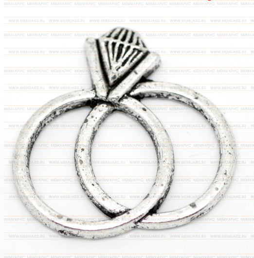 Подвеска металлическая "Обручальные кольца". Цвет серебряный. (179)
