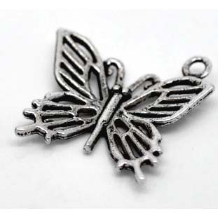 Подвеска металлическая "Бабочка контурная". Цвет серебряный. (180)
