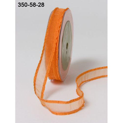 Лента May Arts прозрачная с ажурным краем. Цвет оранжевый.