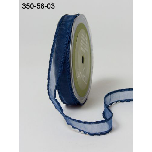 Лента May Arts прозрачная с ажурным краем. Цвет синий.