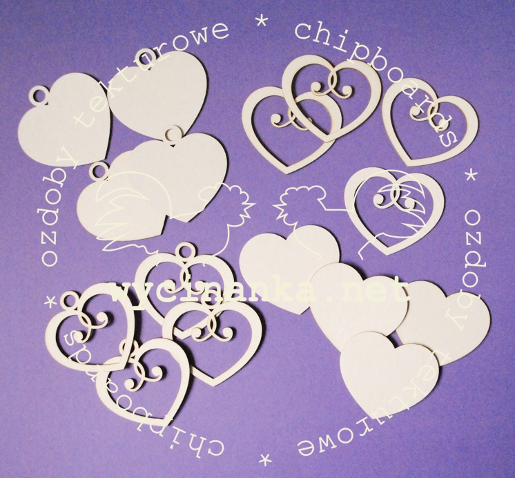 Вырубные элементы из чипборда "Сердца "(223)