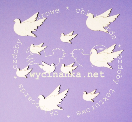 Вырубные элементы из чипборда "Голуби в полете"(235)