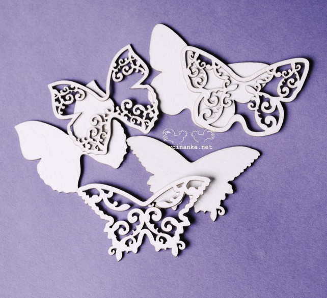 Вырубные элементы из чипборда "Бабочки с орнаментом", (237)