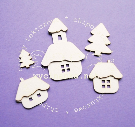 Вырубные элементы из чипборда "Зимний пейзаж", домики(246)