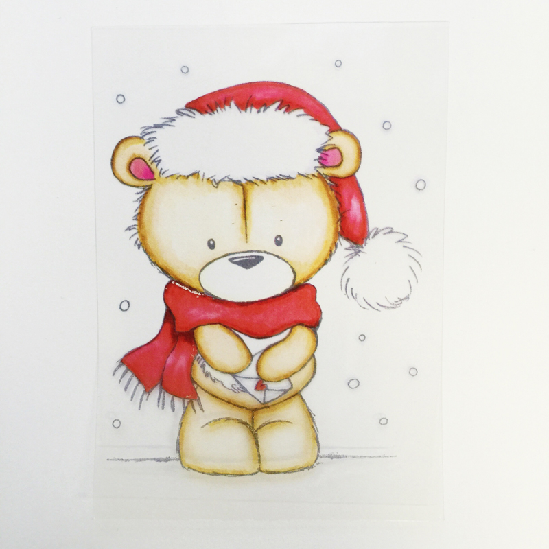 Штамп Wild Rose Studio "Milton&Co", мишка в шапочке и шарфике