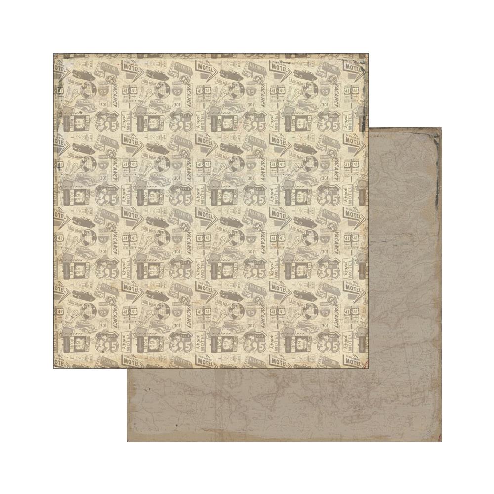 Двусторонняя бумага для скрапбукинга Authentique "Abroad",Dart (AU71)