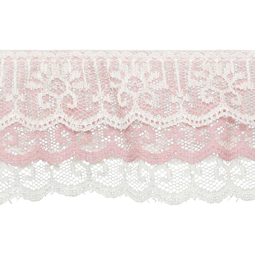Кружево Wrights "Three Tier ". Цвет белый с розово-лиловым