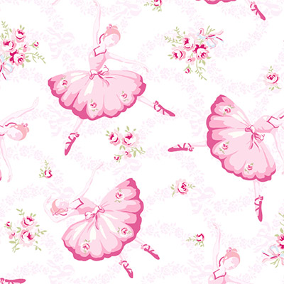 Ткань лоскутная 60 х 110 см "Ballet Rose", балерины