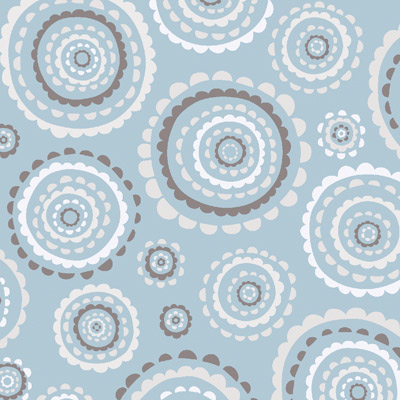 Ткань лоскутная 50 х 55 см "801", фестонные круги на голубом