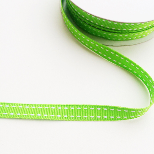Лента репсовая 0,9 см с прострочкой, цвет салатовый