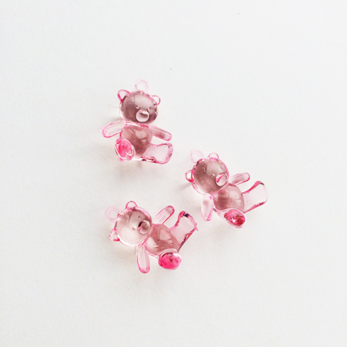 Подвеска акриловая"Мишка", цвет розовый