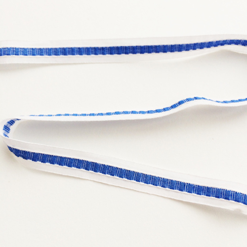 Лента 10 мм с полоской синего цвета (№21)