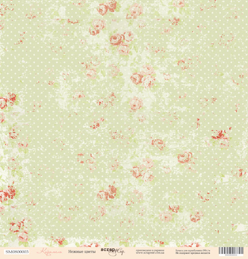 Бумага односторонняя. Коллекция "Карамель". Мотив "Нежные цветы" (SM15)