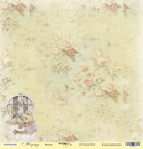 Бумага односторонняя. Коллекция "Корица". Мотив "Мишка" (SM72)