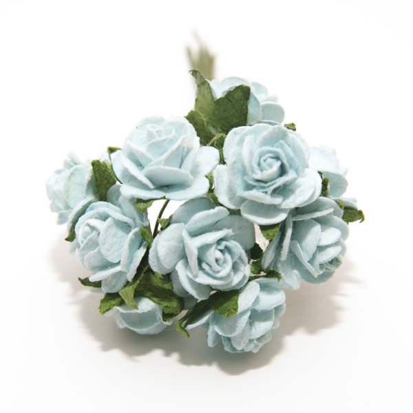 Букет мини-розочек 1,5 см открытых. Цвет мятно-голубой
