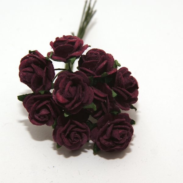 Букет мини-розочек 1,5 см открытых. Цвет бордовый