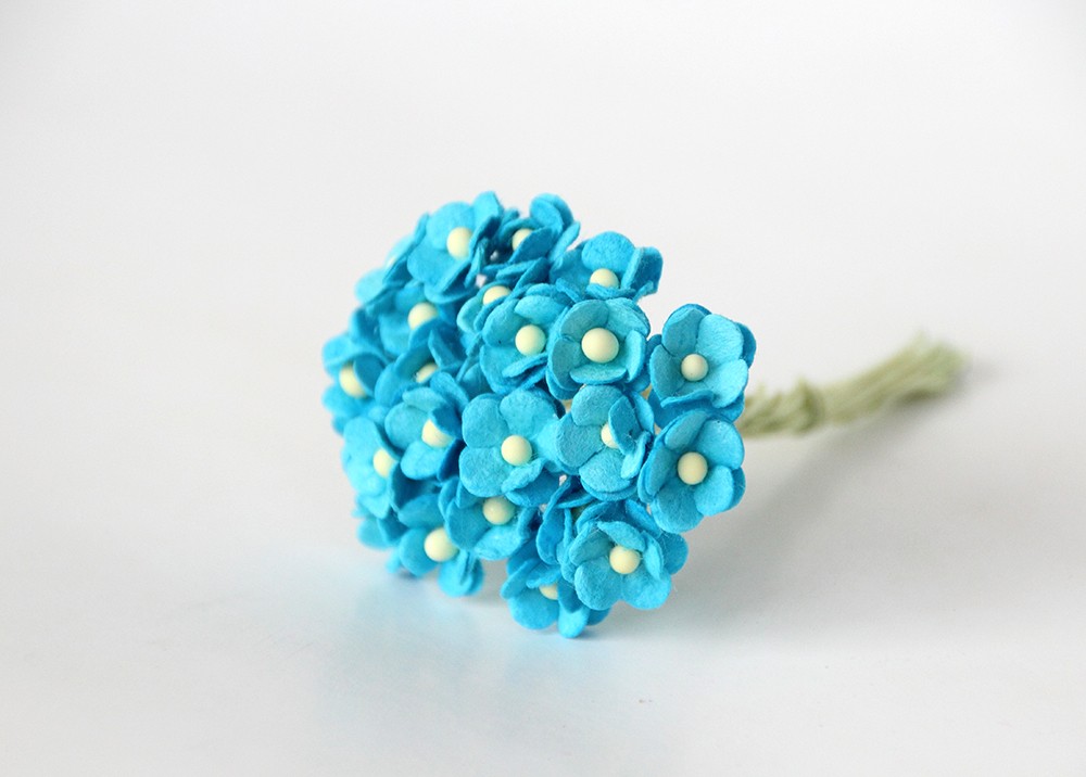 Букет цветов вишни 10 мм, 25 шт. Цвет яркий бирюзовый