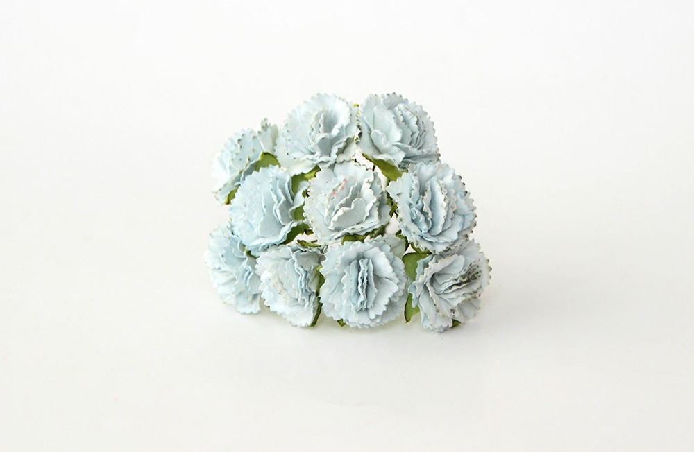 Букет гвоздик 2 см, цвет голубой