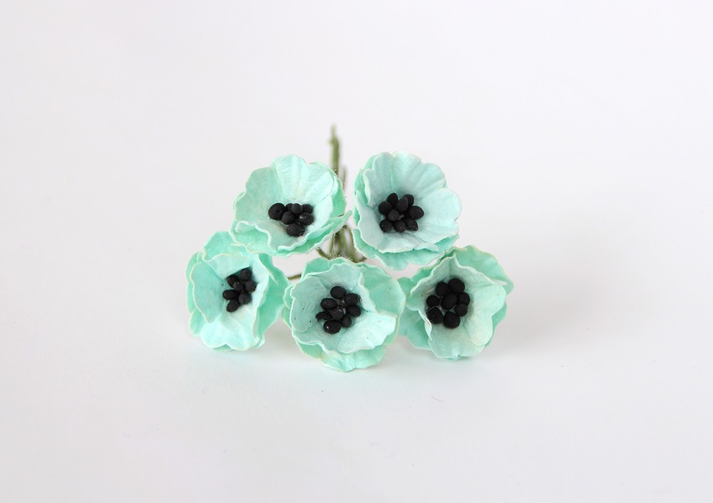 Букет мини-маков 2 см, цвет мятный