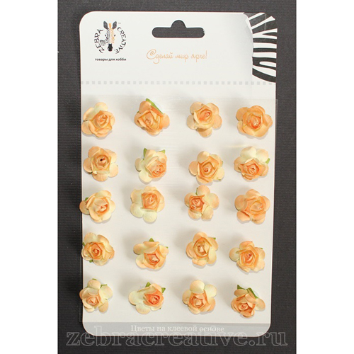 Набор роз 1,5 см Zebra, цвет персиково-ванильный