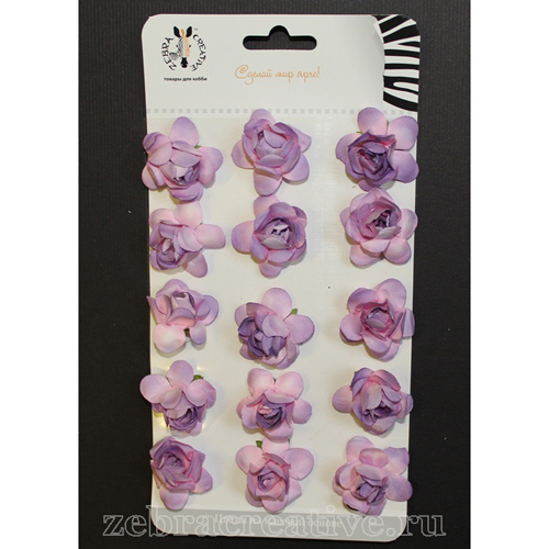 Набор роз 2,5 см Zebra, цвет розово-сиреневый