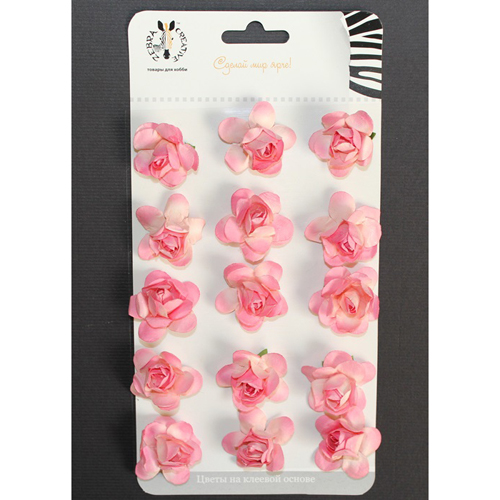 Набор роз 2,5 см Zebra, цвет розовый