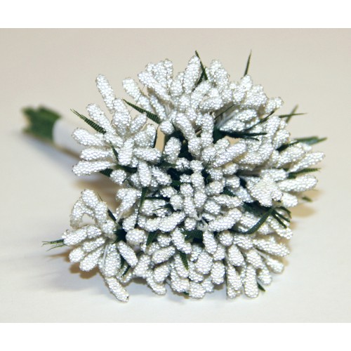 Декоративный букетик с тычинками в обсыпке "Микробисер" БЕЛЫЙ Рукоделие.