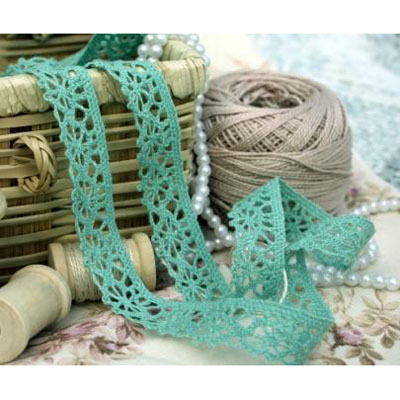 Кружево на катушке Scrapberrys 1,5 см, цвет морская волна