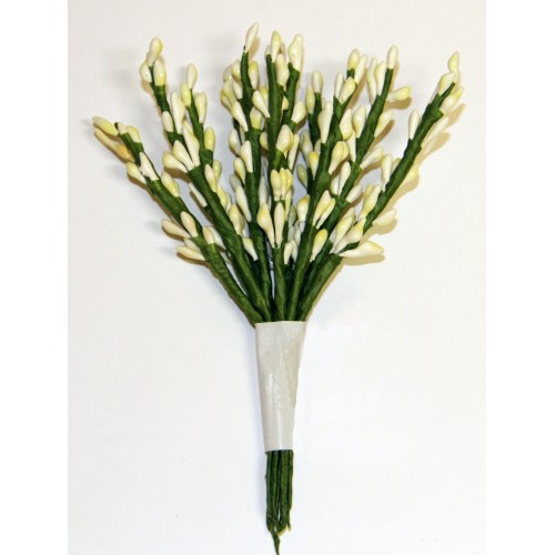 Декоративный букетик ИЗ ПОБЕГОВ С ПОЧКАМИ. Цвет белый. Рукоделие.