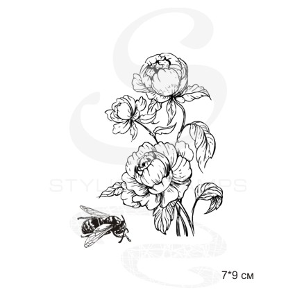 Штамп Stylish Stamps"Пион с пчелой"