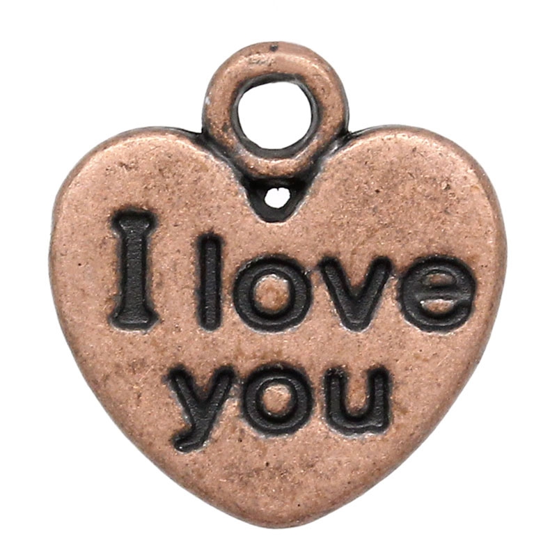 Подвеска металлическая"Сердечко I love you",цвет медный