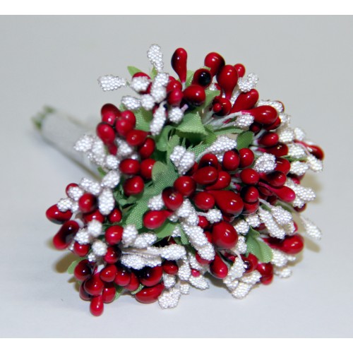 Декоративный букетик из тычинок КРАСНЫЙ С БЕЖЕВЫМ. Рукоделие.