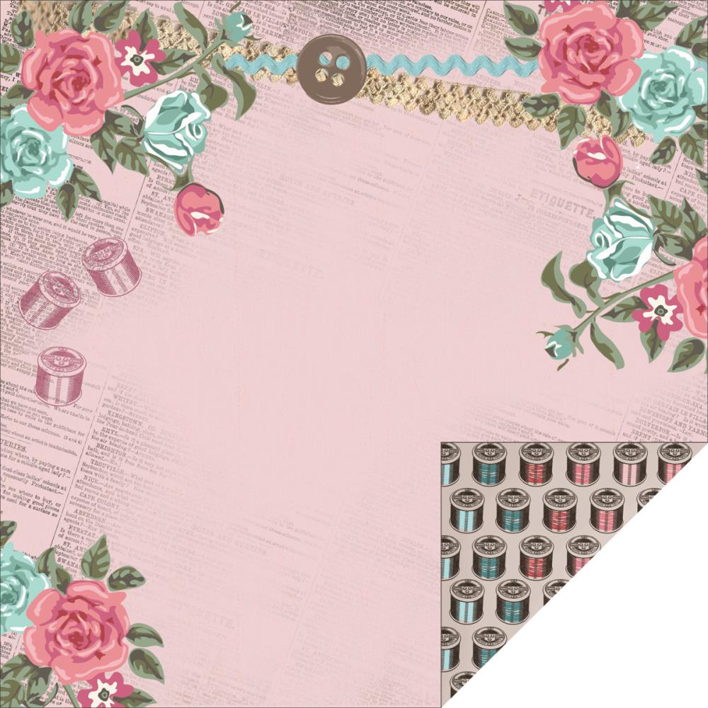 Двусторонняя бумага для скрапбукинга Kaisercraft"Needle & Thread" Bobbin (Kaiser228)