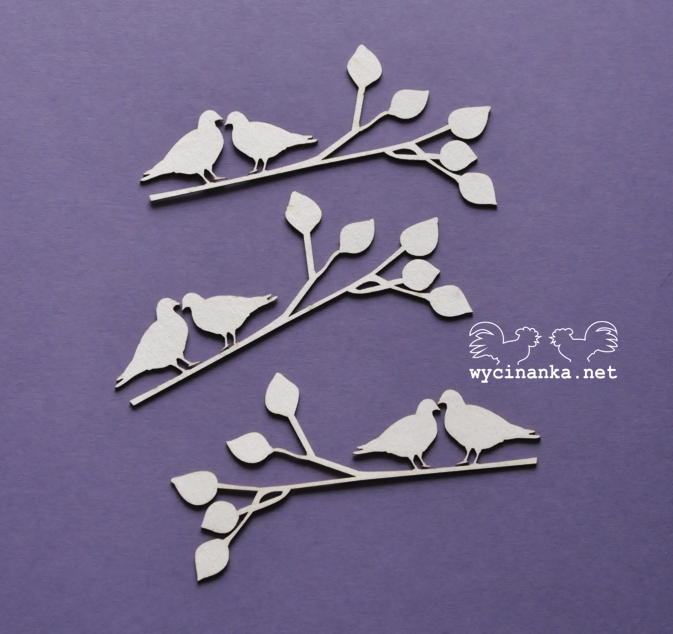 Вырубные элементы из чипборда "FINEZJA " веточки с голубками