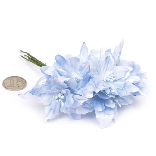 Букет тканевых лилий, цвет голубой