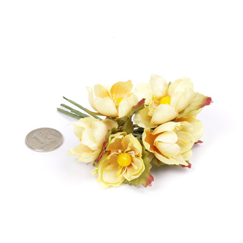 Букет тканевых циний, цвет жёлтый