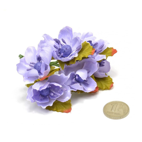 Букет тканевых циний, цвет сиреневый