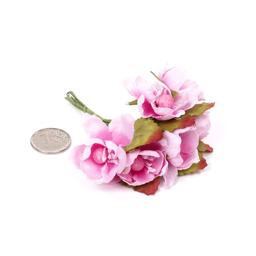 Букет тканевых циний, цвет розовый