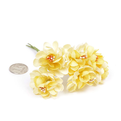 Букет тканевых циний тип 2, цвет жёлтый